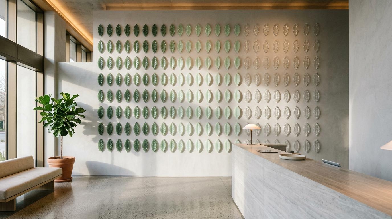 Fresque feuilles — dégradé vert